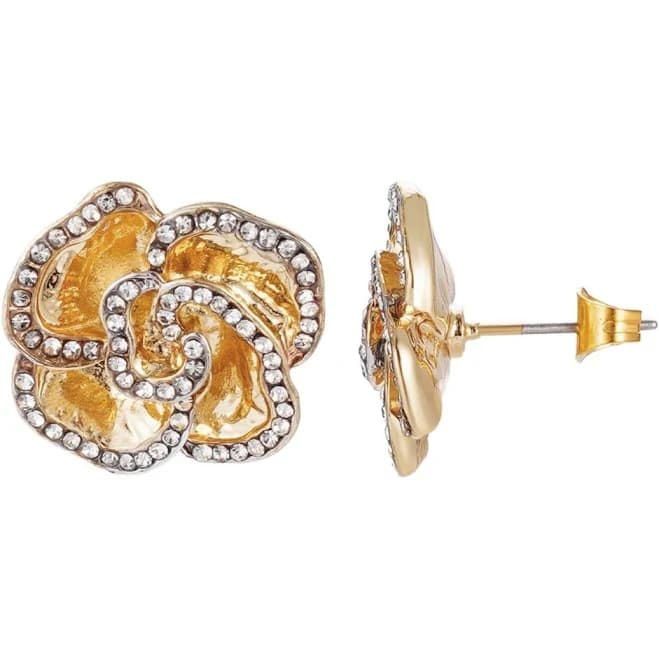 Adornia Women's 14k Gold Plated Crystal Encrusted Flower Stud Earrings