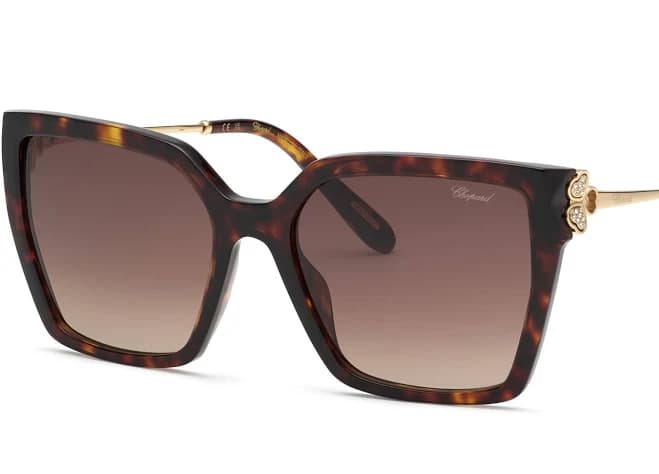 Chopard SCH371S Sunglasses (Dark Tortoise/Brown - Cat Eye - Women)