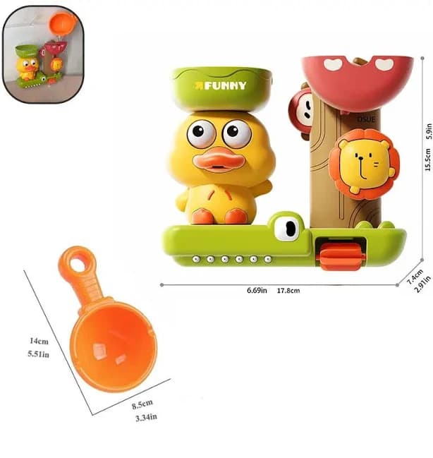 Duck & Flower Waterwheel Bath Toy with Suction Cup