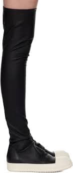 Black Hollywood Knee High Stocking Sneaks Tall Boots by Rick Owens on Sale