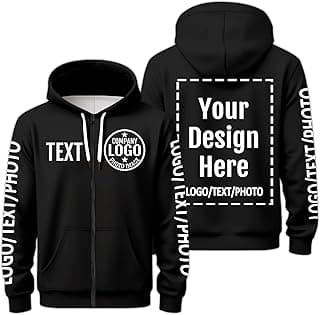 Custom Hoodie Zip Up for Men Add Photo Logo Text Image Personalized Hoodies Custom Jacket Sweatshirt Front/Back