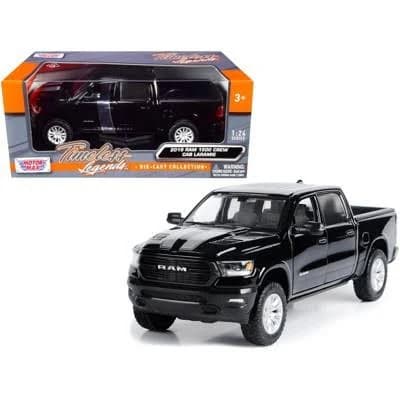 2019 RAM 1500 Laramie Crew Cab Pickup Truck Black 1/24 Diecast Model Car by Motormax