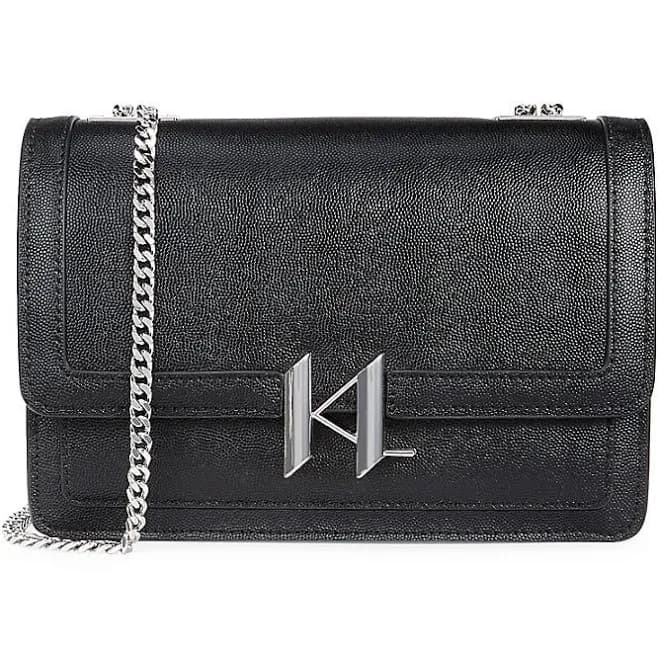 KARL LAGERFELD Paris Women's Corinne Logo Leather Shoulder Bag