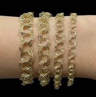10K Gold Minimalist Triple Link Charm Bracelet