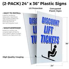 Discount Lift Tickets 24" x 36" 2 Pack Of Store Sign Plastic Or Decal | eBay