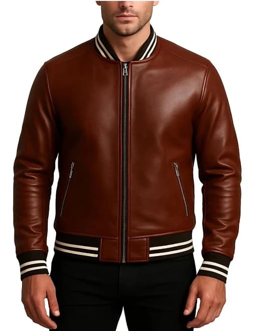 Men's Vintage Genuine Leather Bomber Jacket