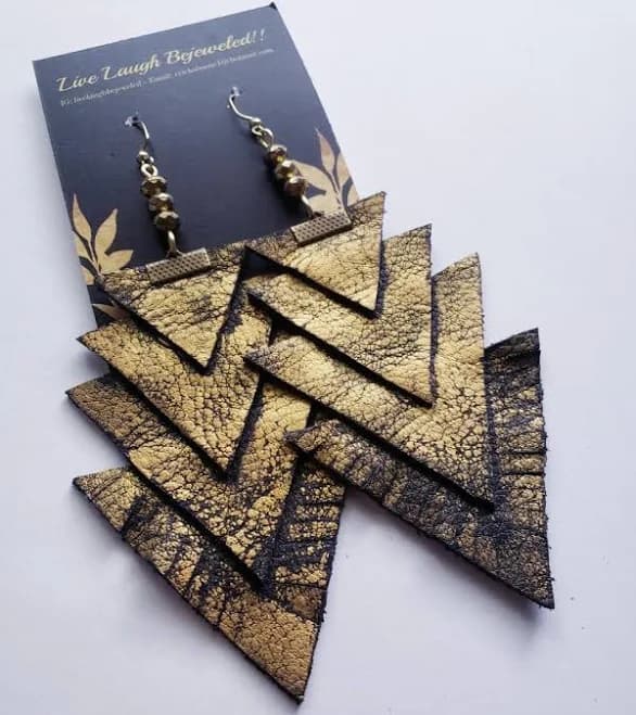 Custom-Painted Multilayer Triangle Dangle Earrings