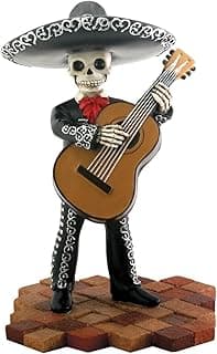 Skeleton Skull Black Mariachi Band Bassist Figurine Collectible