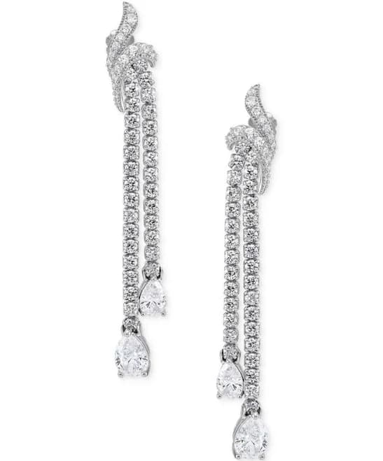 Sterling Silver Cubic Zirconia Dangle Drop Earrings