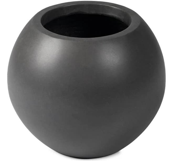 Ash & Ember Onyx 24" D Ceramic Indoor Outdoor Round Sphere Planter