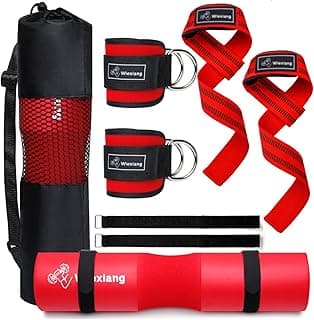 Barbell Pad Set for Squat Hip thrust pad, Fits Standard Olympic Bars and Smith Machine, Lifting Straps Ankle Strap For Cable Machine Squat Pad Safety Straps and Carry Bag, gym accessories for