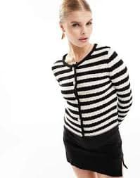 Mango stripe tailored jacket in black | ASOS