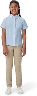 Girls' Fitted Short Sleeve Wrinkle-Resistant Blouse