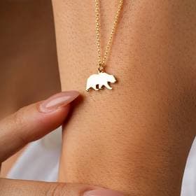 14K Gold Bear Pendant Necklace