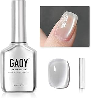 GAOY Glassy Cat Eye Gel Nail Polish, 16ml Glitter Holographic UV Gel Polish with Magnet, Reflective Translucent, 2341 Silvery Moonlight