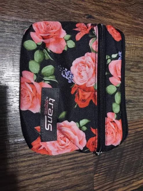 Jansport Trans Waist Bag Fanny Pack Black Pink Roses Adjustable Size