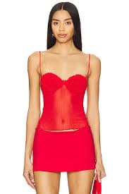 Lovers and Friends Steph Sheer Top in Red | REVOLVE