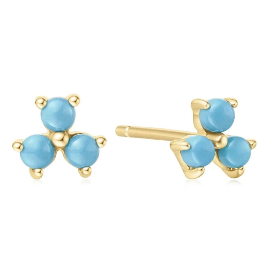 14K Gold Plated Created Turquoise Stud Earrings
