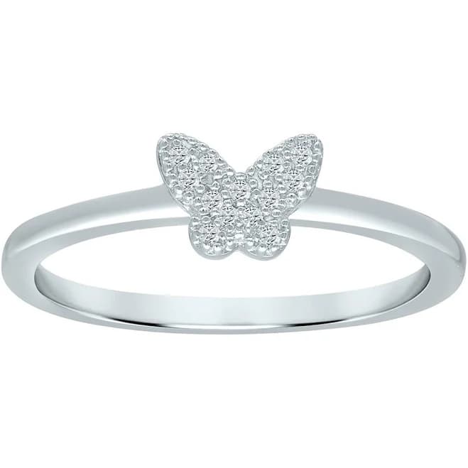 Sterling Silver Diamond Butterfly Ring