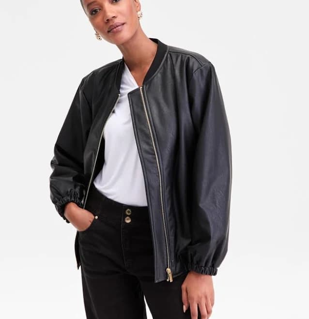 INC International Concepts Women's Faux-Leather Bomber Jacket