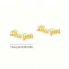 elegant customizable personalized stainless steel name stud - Temu Bahrain