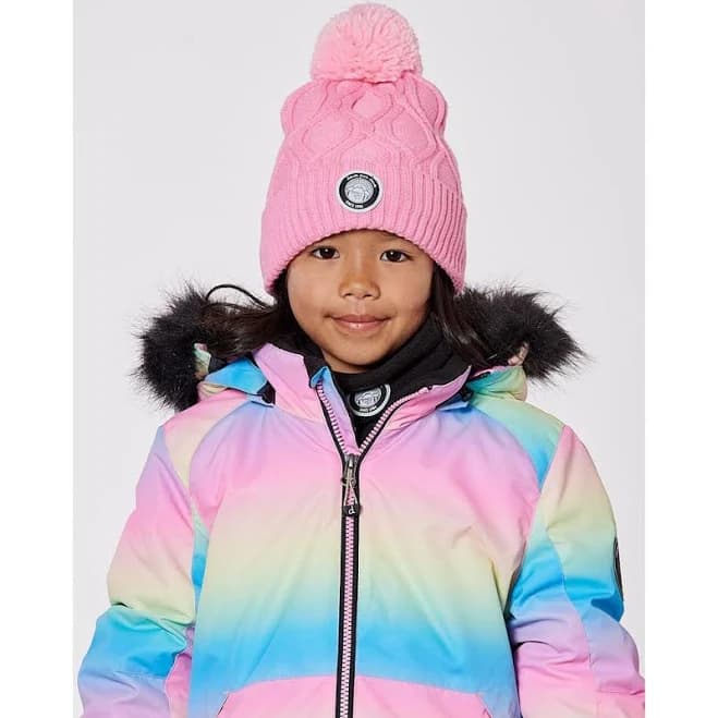 Deux par Deux Girls' Lined Knit Pompom Hat