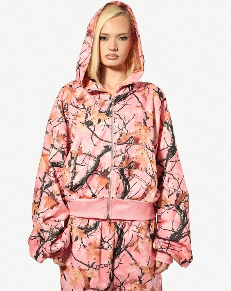 Oversized Camo Print Hoodie with Drawstring and Centre Pocket