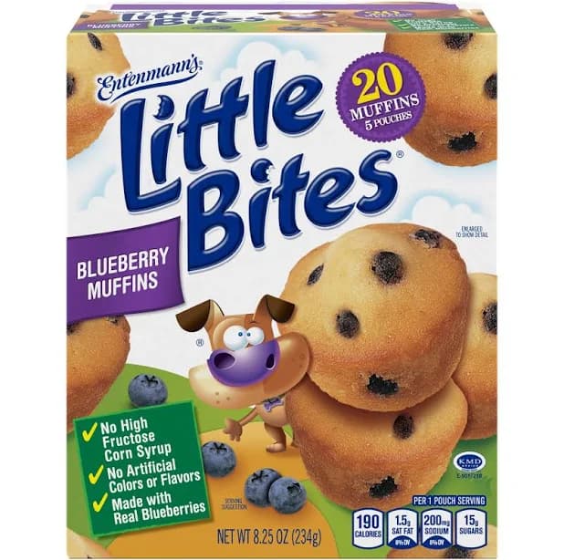Entenmann's Little Bites Blueberry Mini Muffins made with Real Blueberries 20 Count