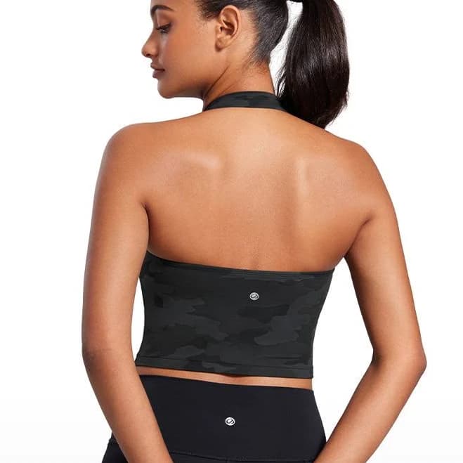 CRZ YOGA Womens Butterluxe Halter Longline Sports Bra Crop Tank Tops