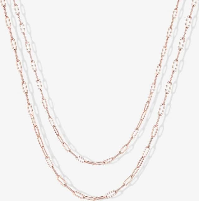 PAVOI Women's Layered Paperclip Necklace