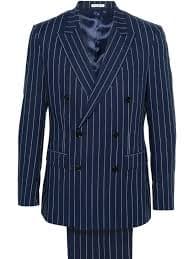 FURSAC double-breasted Striped Wool Suit | Blue | FARFETCH OM