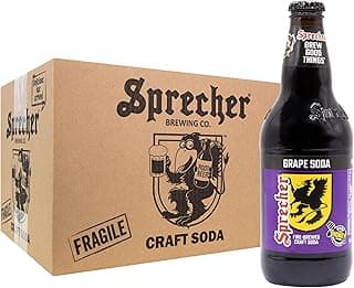 Sprecher Grape Soda in 16 fl oz Glass Bottles (12 Pack), Fire Brewed Craft Soda with Real Honey, Bold Juicy Grape Flavor, Naturally Flavored Gourmet Soft Drink