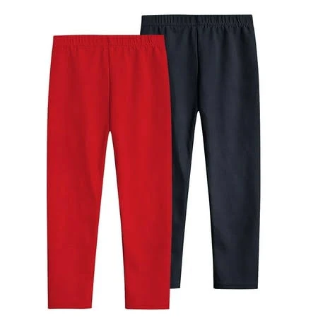 Atogsazn 2 Pack Leggings for Girl Kids Casual Stretchy Athletic Slim Leg Pant Soft Yoga Gym Clothes