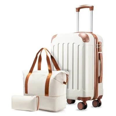 LUGGEX Carry-On 3 Pcs Hardside TSA Lock Spinner Suitcase with Duffel Bag