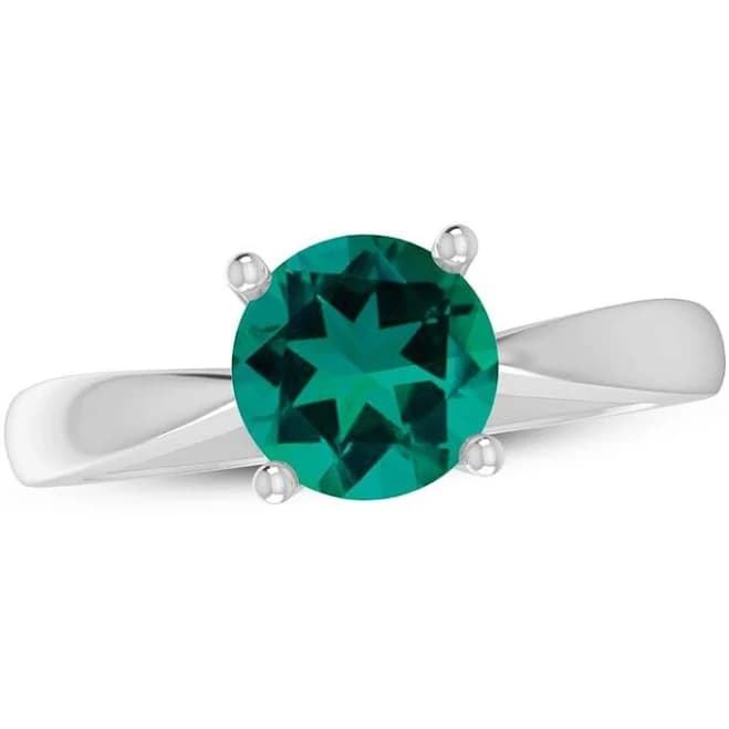 Sterling Silver Lab-Created Emerald Solitaire Ring