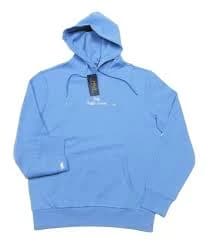 Polo Ralph Lauren Men's Light Blue Logo Script Double Knit Pullover Hoodie