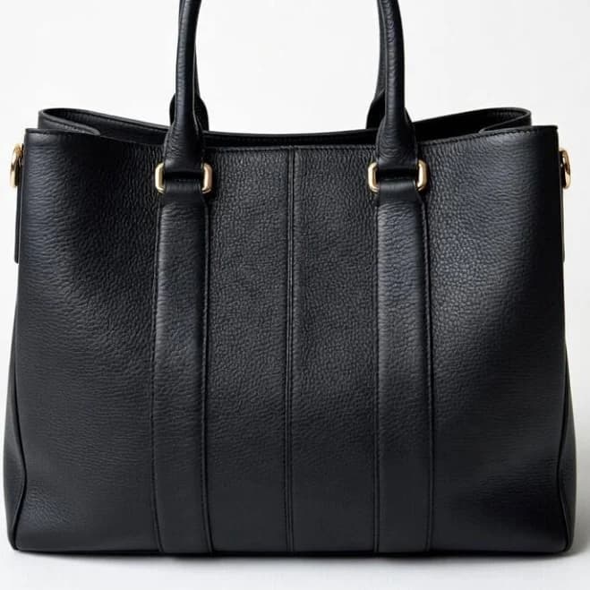 BoldCraft Women's Structured Pebbled Leather Tote Bag with Gold Hardware