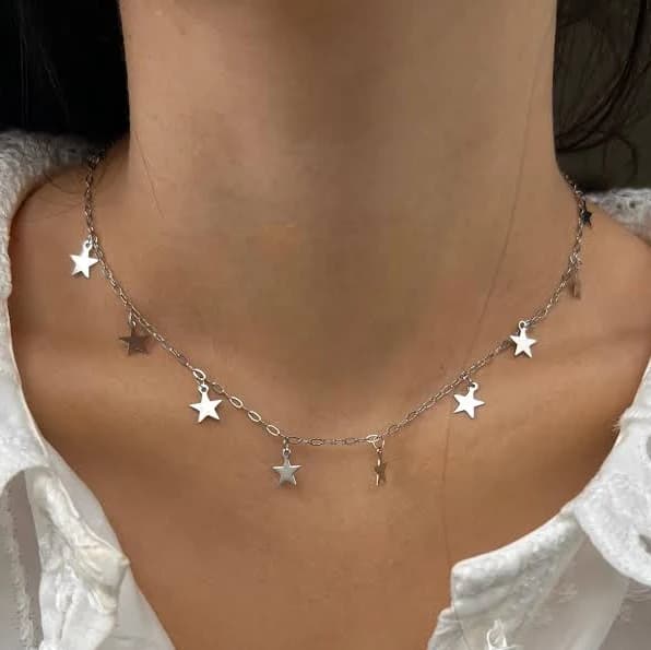Dainty Stainless Steel Silver Star Charm Necklace