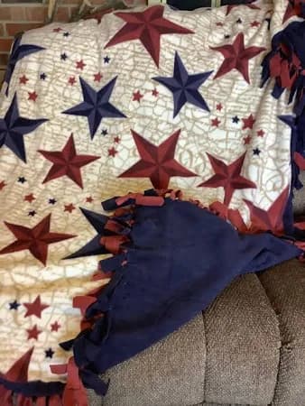 Fleece fabric tied edges fringe blanket