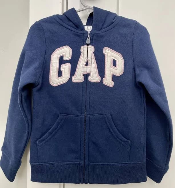 Gap Logo Unisex Toddler Navy Blue Zip Hoodie Sweatshirt- Sz 5t