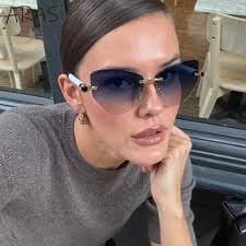Cat Eye Rimless Sunglasses Women 2025 Luxury Brand Fashion Polygon Eyewear Punk Frameless Sun Glasses For Ladies Outdoor Shades - AliExpress