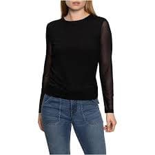 Sanctuary Womens Is'Nt She Lovely Mesh Top Midnight Storm X-Small at Amazon Women's Clothing store
