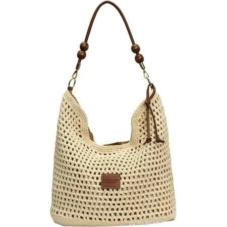 Women's Straw Woven Tote Bags Boho Handmade Crochet Wicker Hobo Shoulder Purse Summer Beach Travel Vacation Handbags
