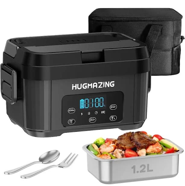 Cordless Electric Lunch Box Rechargeable Self Heating 1.2l Ss