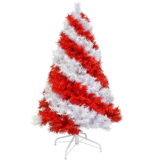 Tree Buddees 4 Foot Red and White Swirl Candy Cane Colored Artificial Christmas Tree