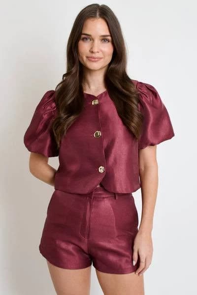 Chloe Puff Sleeve Shacket // plum