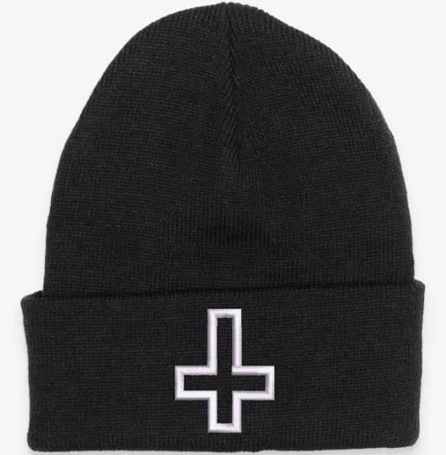Inverted Cross Embroidered Beanie Hat