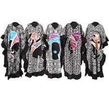 Mud Print Black Frill Luxury Kaftans