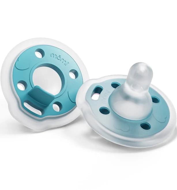 mōmi babypace breast-like pacifier 2-set in tranquil lagoon teal