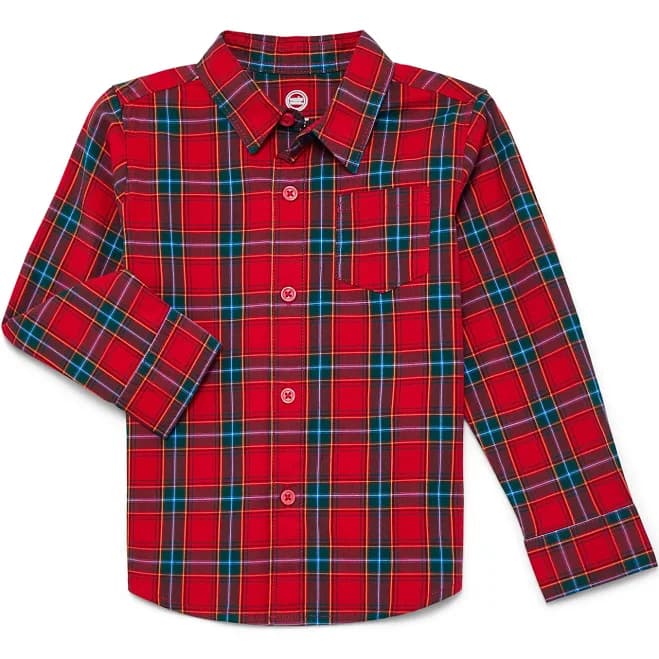 Wonder Nation Toddler Boys' Plaid Button Up Shirt